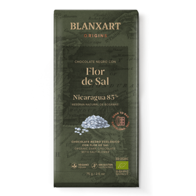 Blanxart Органический плантационный шоколад Никарагуа 85% с цветком соли 75гр