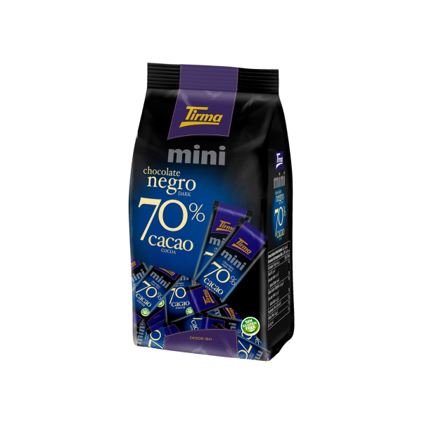 Шоколад Миниплитки 70% Какао, (10 г х 18 шт.) упаковка 180г (Dark chocolate 70% cocoa mini (18 units x 10 g) bag 180 g)