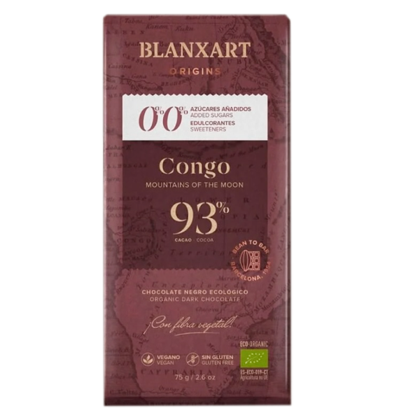 Blanxart Органический плантационный шоколад Конго 93% без сахара 75гр