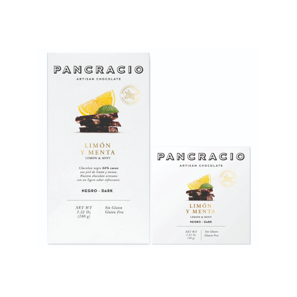 Темный шоколад Pancracio с лимоном, лаймом и ароматом мяты Pancracio (Dark chocolate with lemon and natural mint aroma) 100г